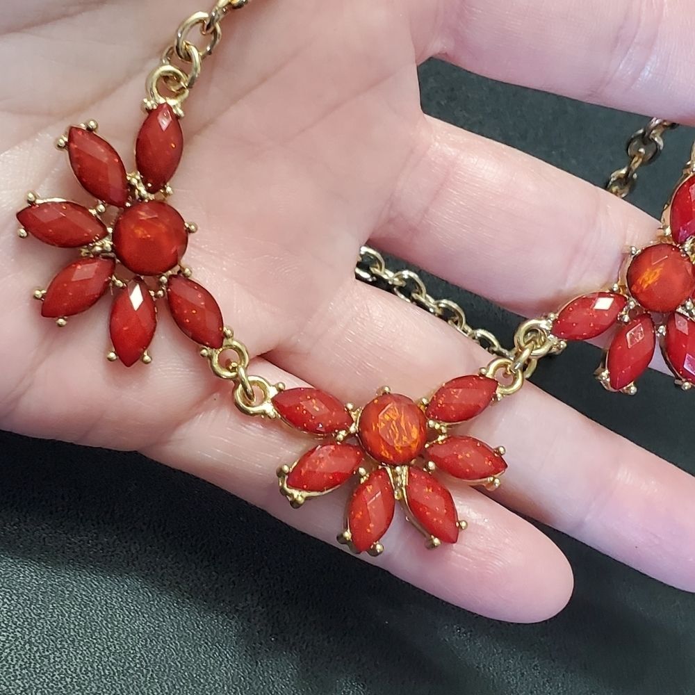 Charming Charlie gold tone and burgundy necklace 18-20"